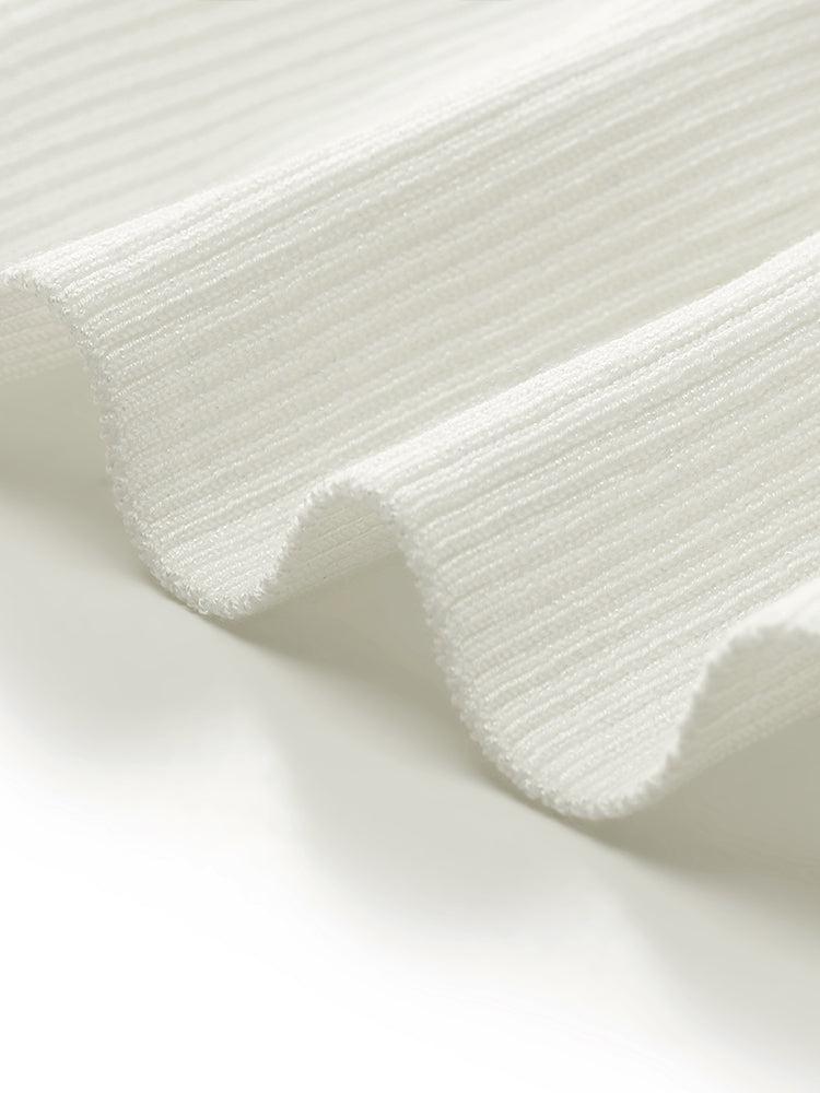 Acetate Square Neck Striped Women Knit Top Product Image