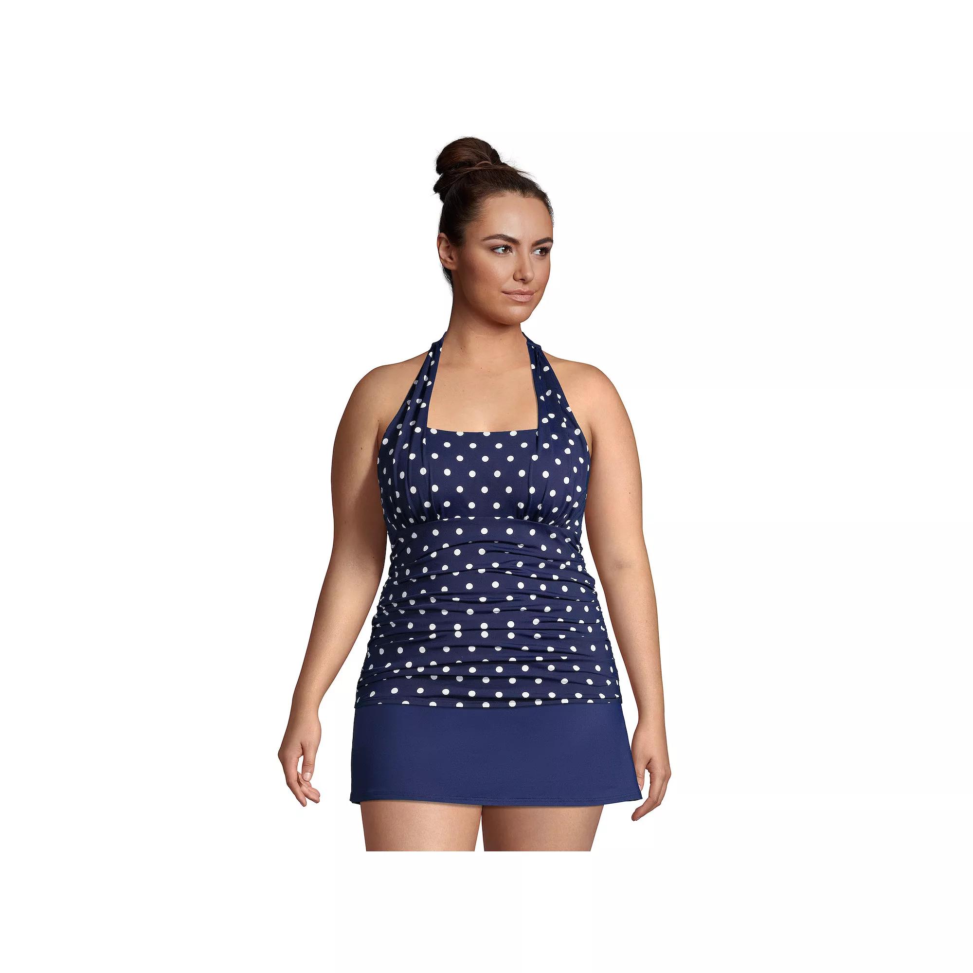 Plus Size Lands' End UPF 50 Squareneck Halter Tankini Swimsuit Top, Women's, Size: 16 W, Strawberry Floral Product Image