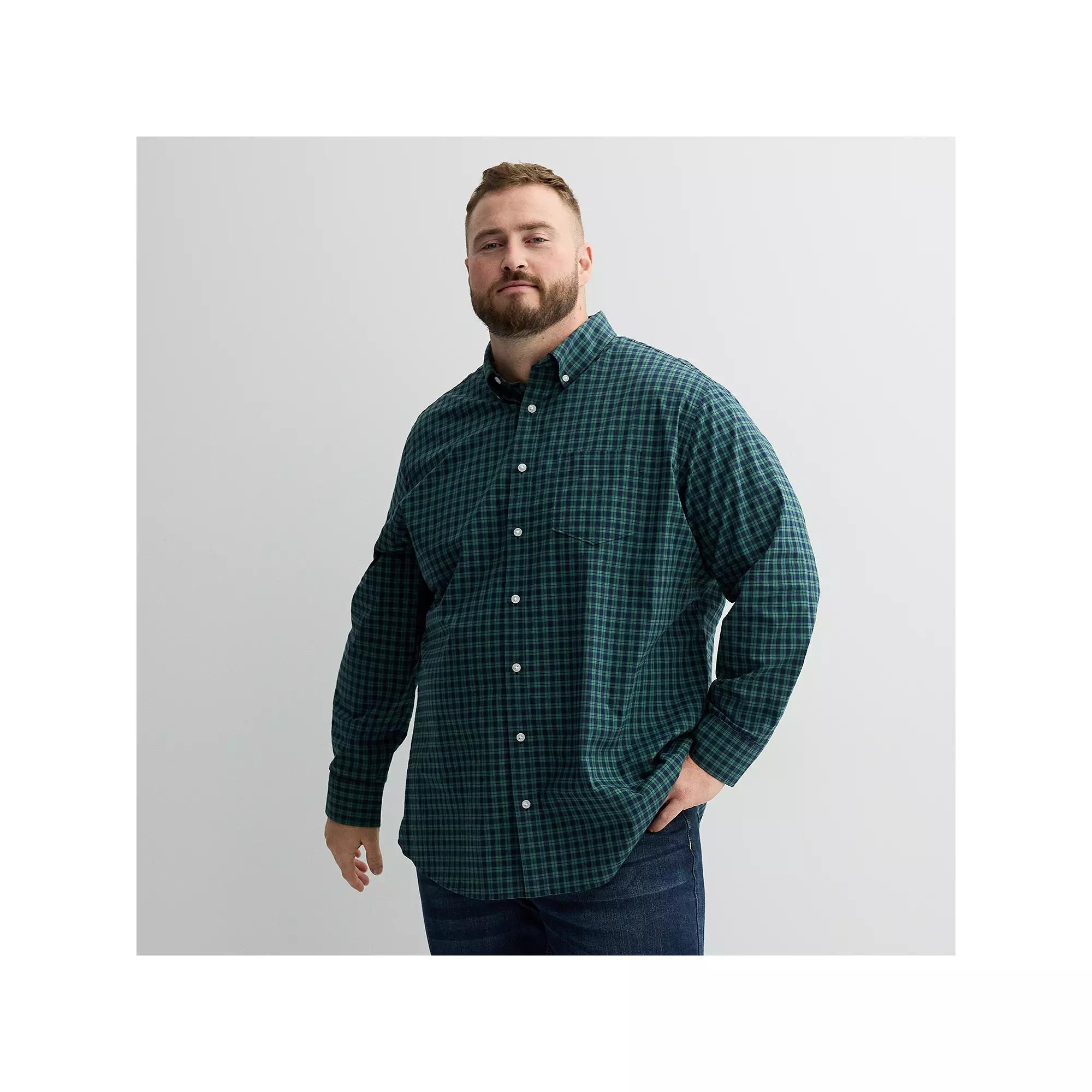 Big & Tall Sonoma Goods For Life® Perfect Length Button-Down Shirt, Men's, Size: 4XB, Blue Gingham Product Image