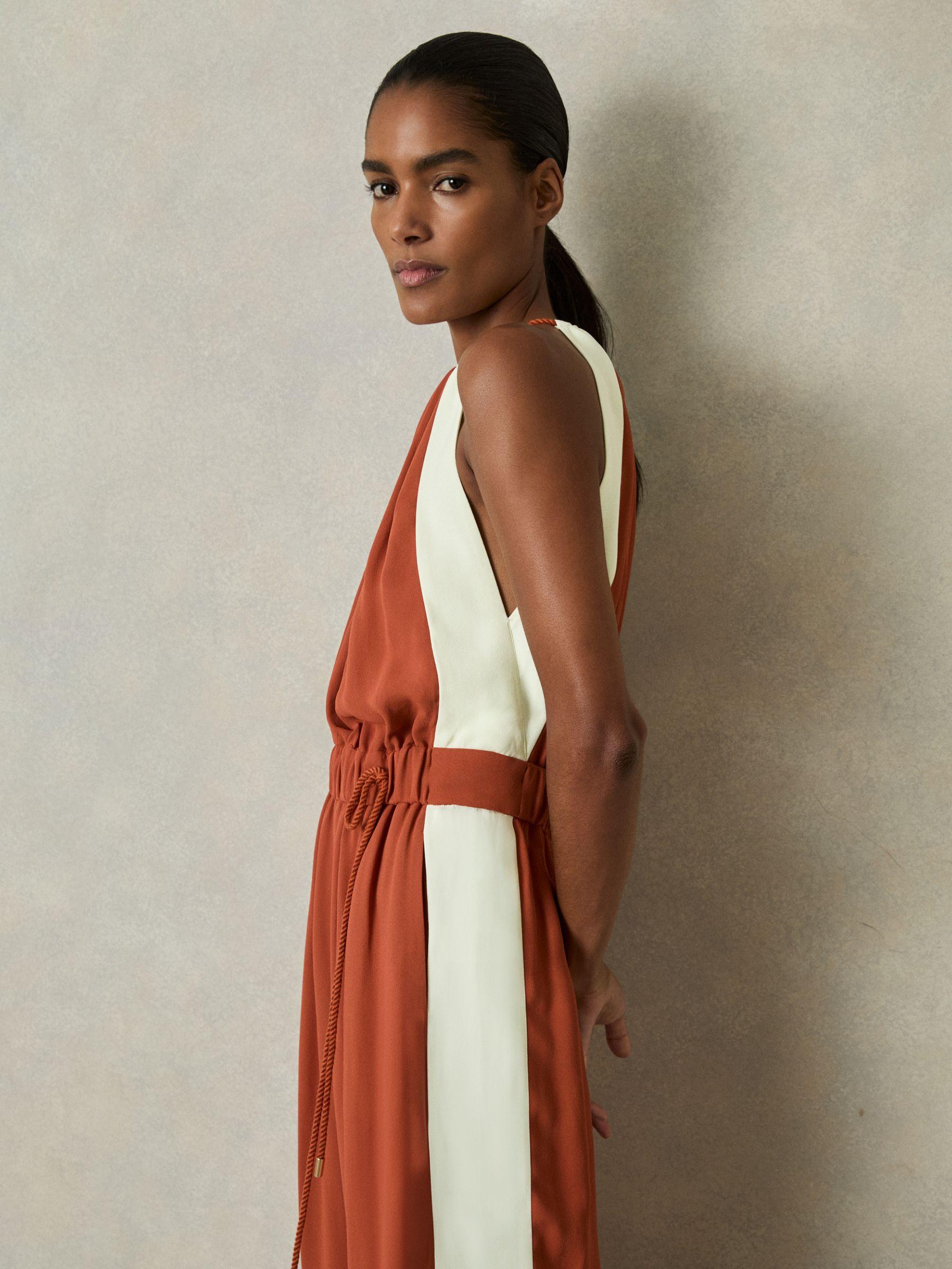 Colour-Block Rope-Cord Jumpsuit in Orange Product Image