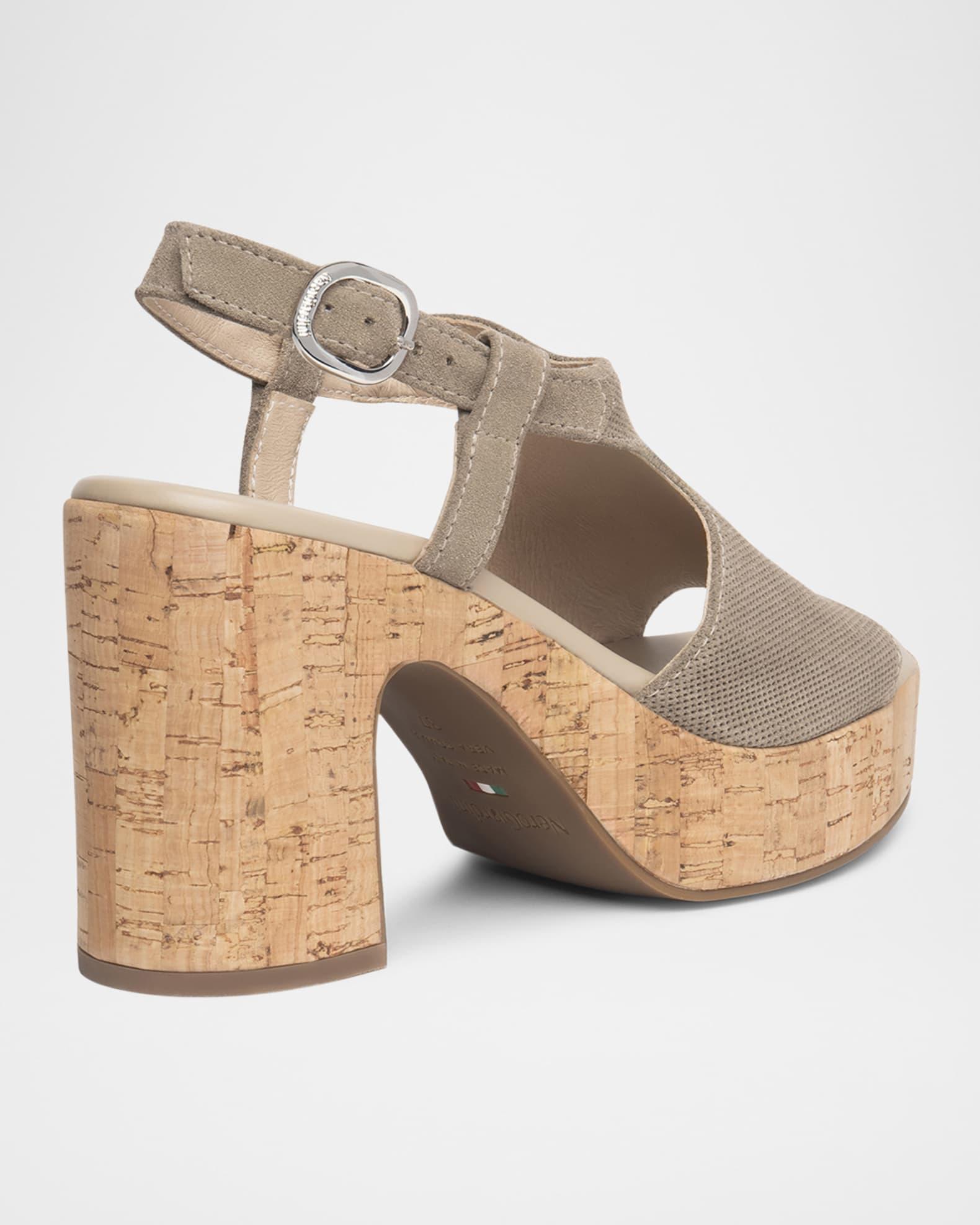 Suede Ankle-Strap Platform Cork Sandals Product Image