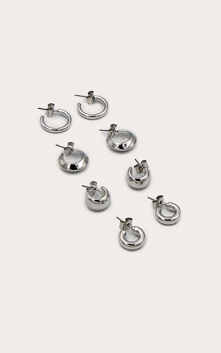 Silver Multi Chubby Hoop Multipack Earrings Product Image