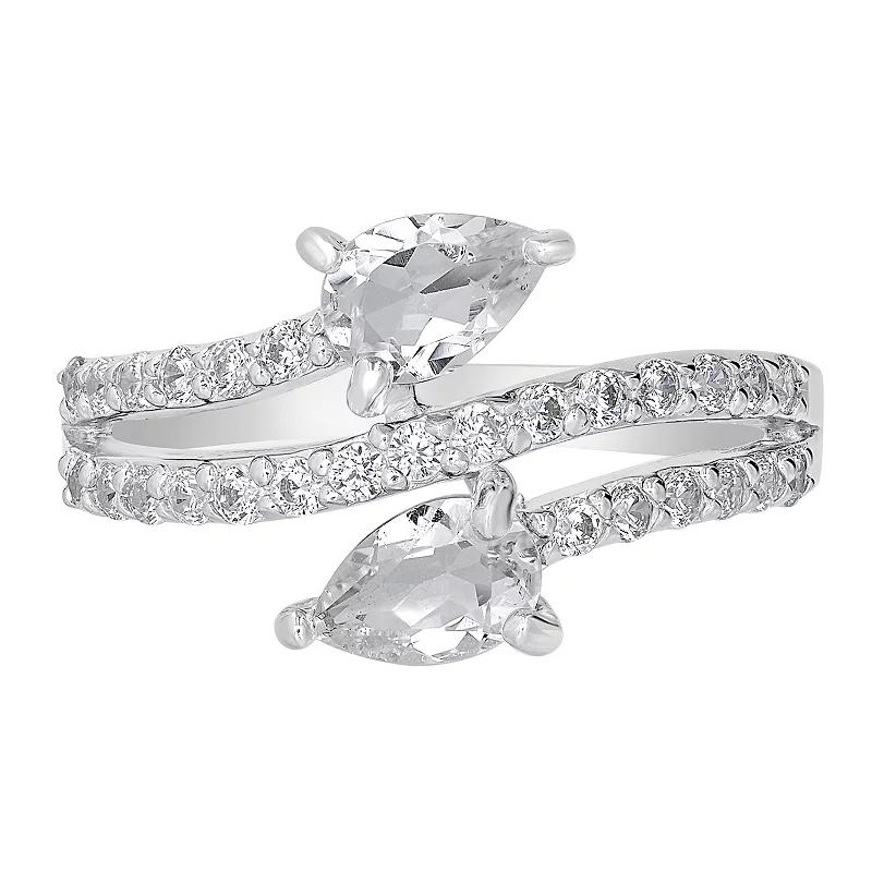 Gemistry Sterling Silver Stone & Cubic Zirconia Pear Bypass Ring, Women's,  Product Image
