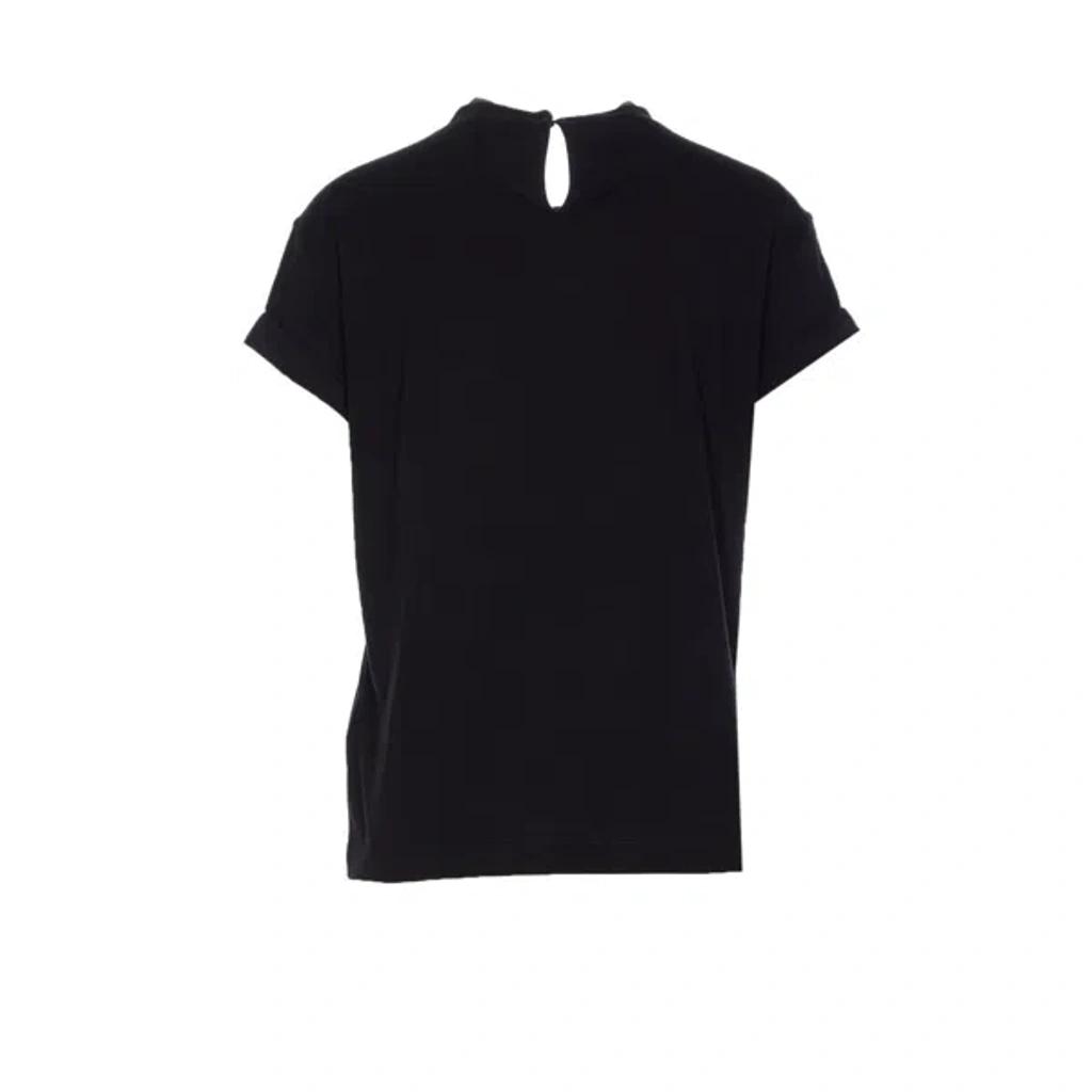 BRUNELLO CUCINELLI Women Stretch Cotton Jersey T-shirt With Precious Faux-layering In Black Product Image