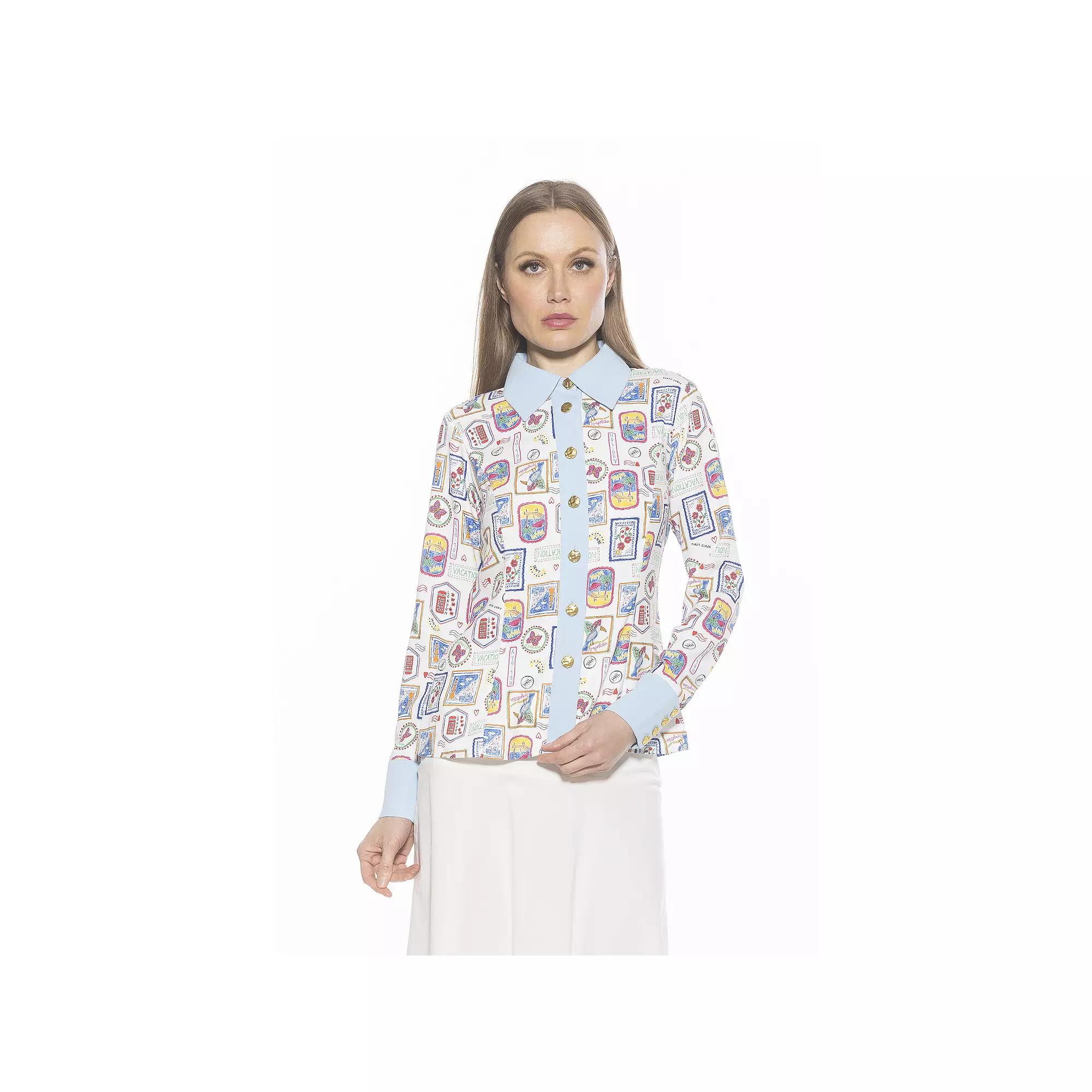 Women's ALEXIA ADMOR Leland Collared Button Down Shirt With Wide Cuff,  Product Image