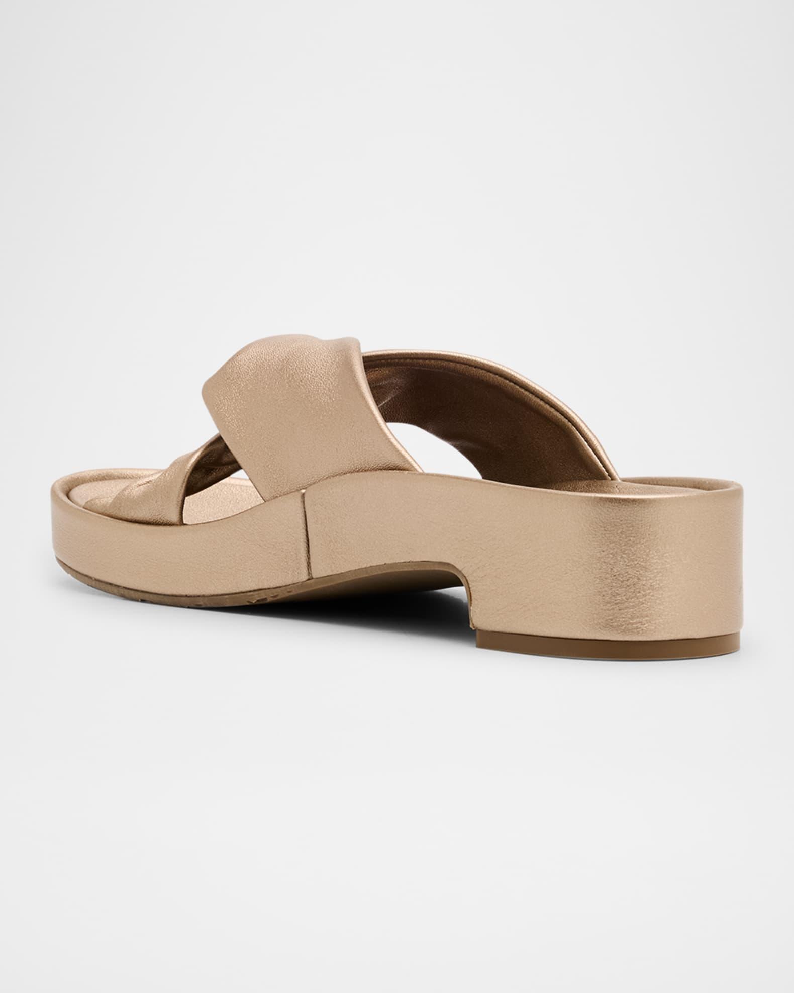 Twisted Metallic Leather Flatform Sandals Product Image