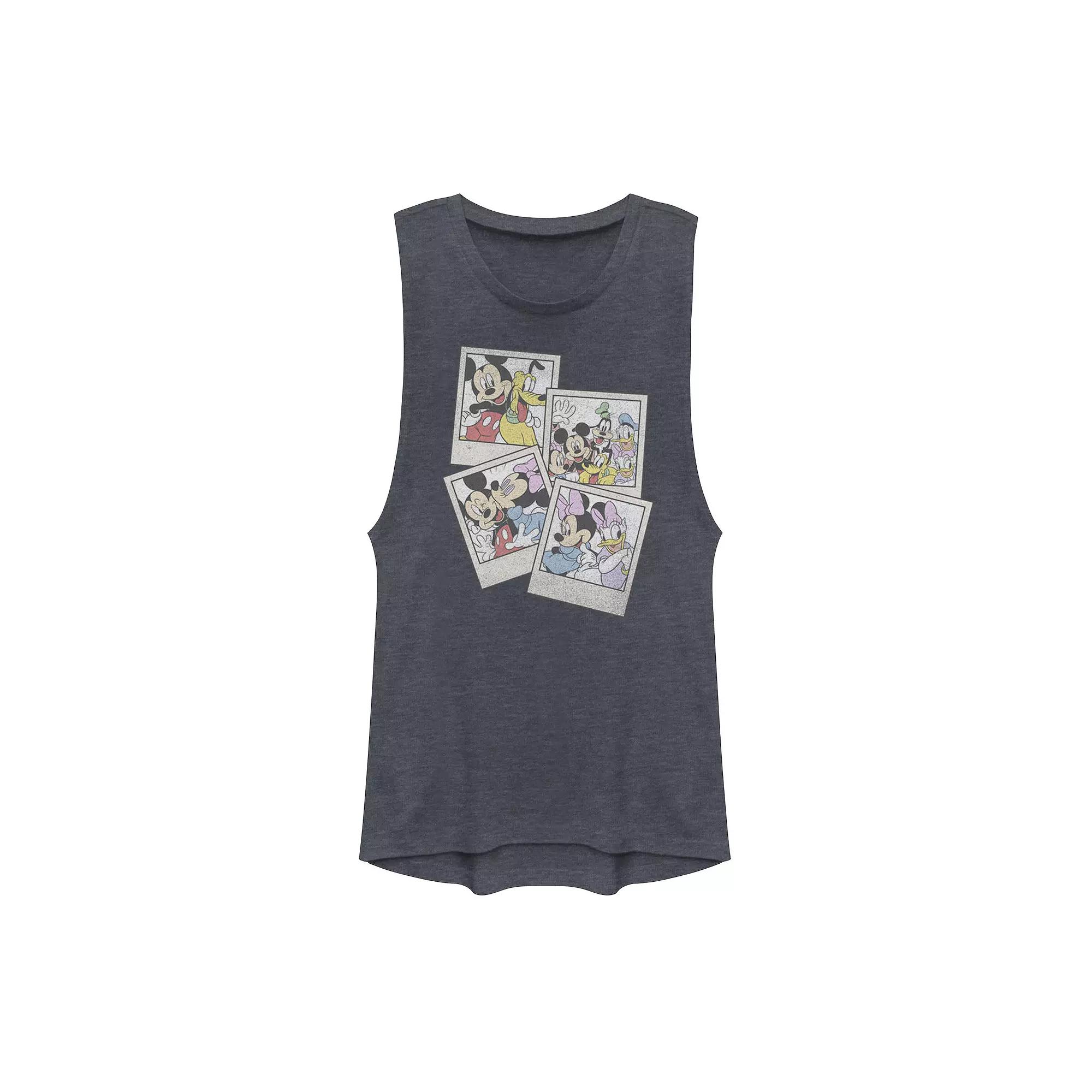 Disney's Mickey And Friends Juniors' Group Shot Polaroids Muscle Graphic Tank Top, Girl's,  Product Image