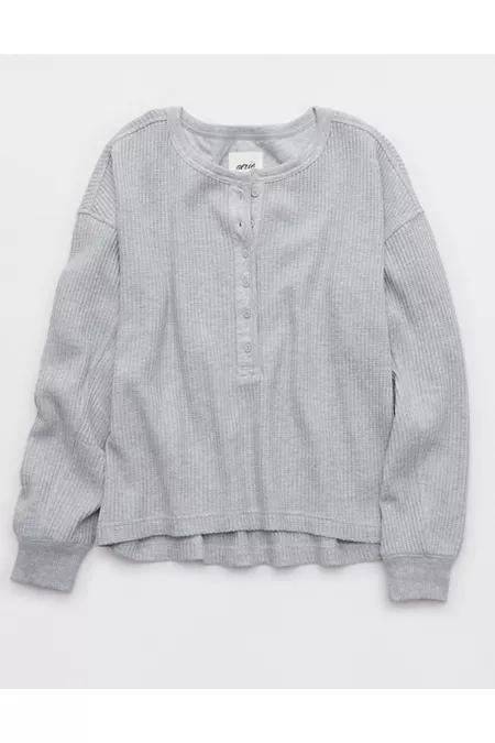 Aerie Waffle Henley Sweatshirt Women's Product Image