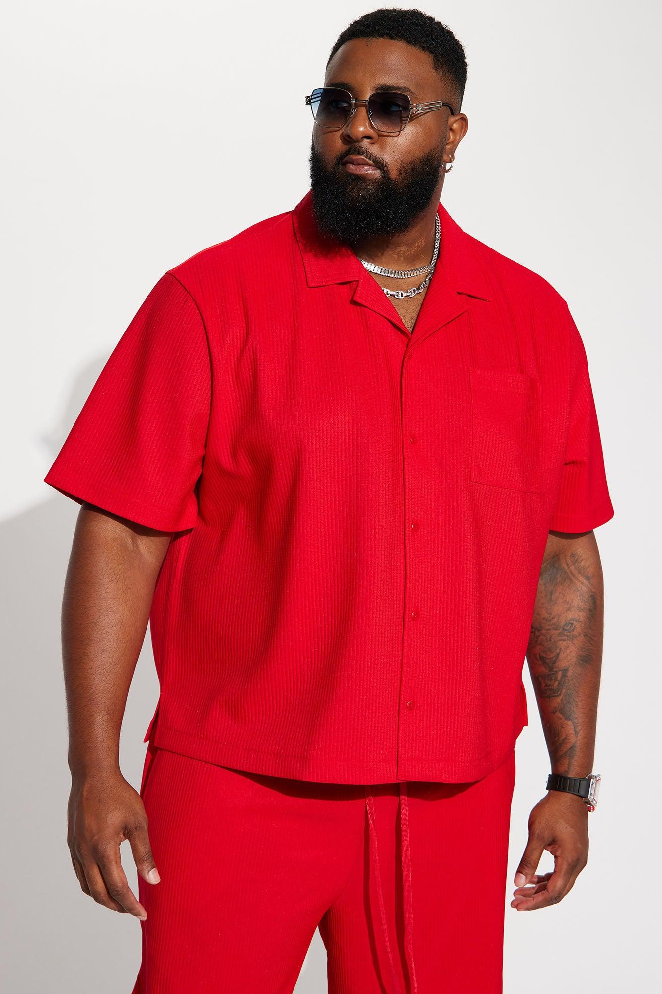 Show Up Short Sleeve Cuban Shirt - Red Product Image