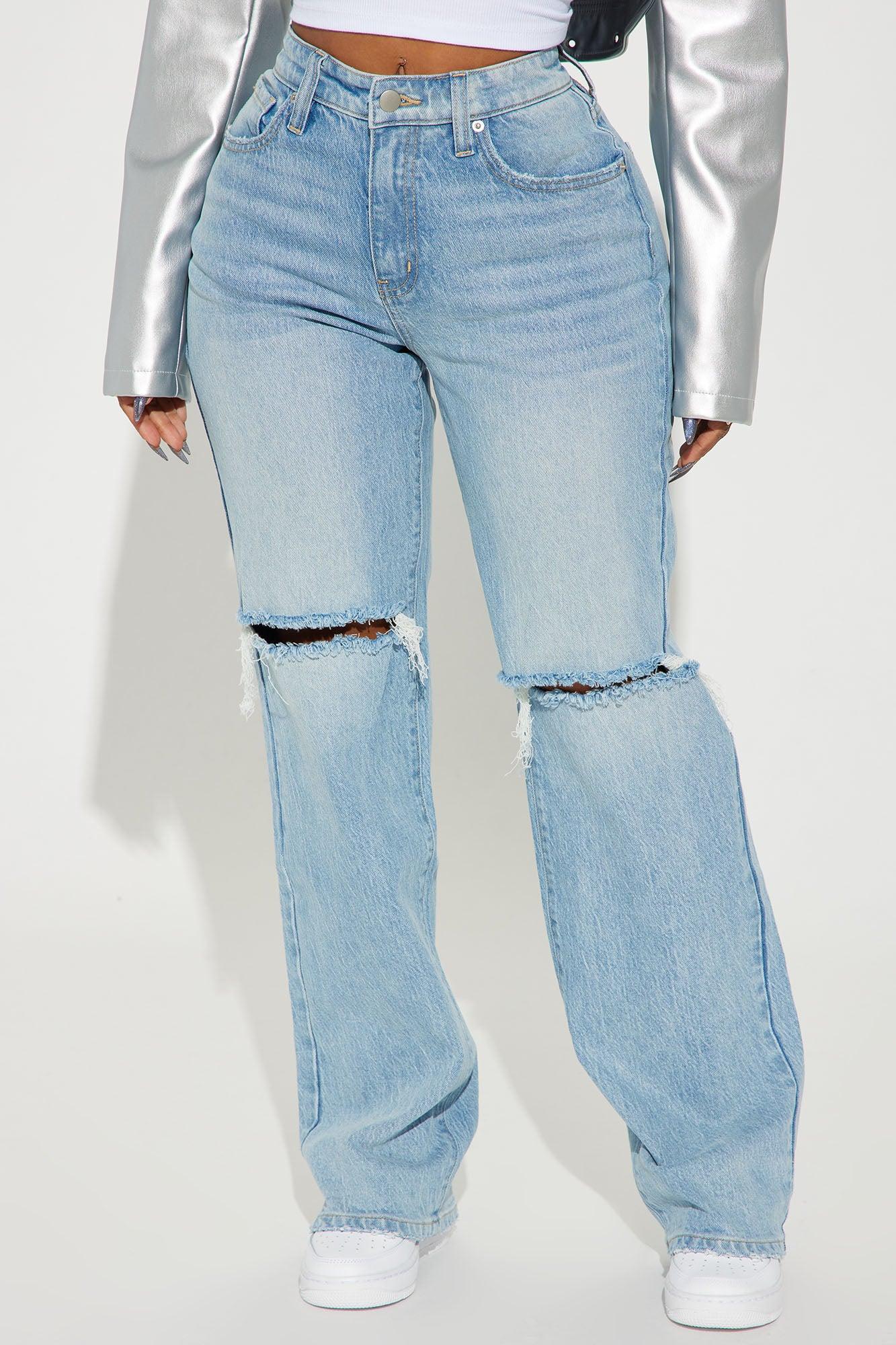 Playing Games Ripped Straight Leg Jeans - Medium Wash Product Image