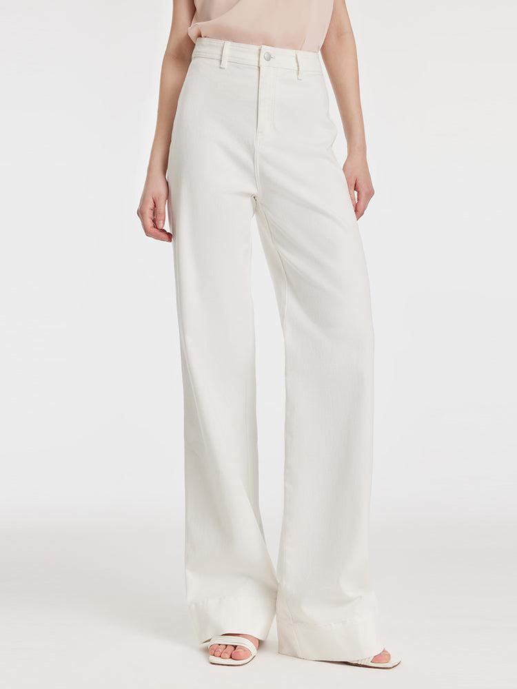 High-Waisted Straight Full Length Women Jeans Product Image