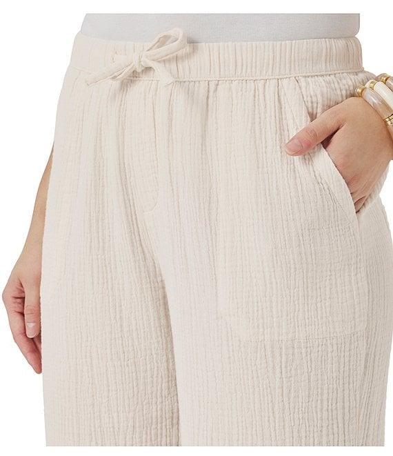 Splendid Adele Drawstring Gauze Cropped Relaxed Wide Leg Pants Product Image