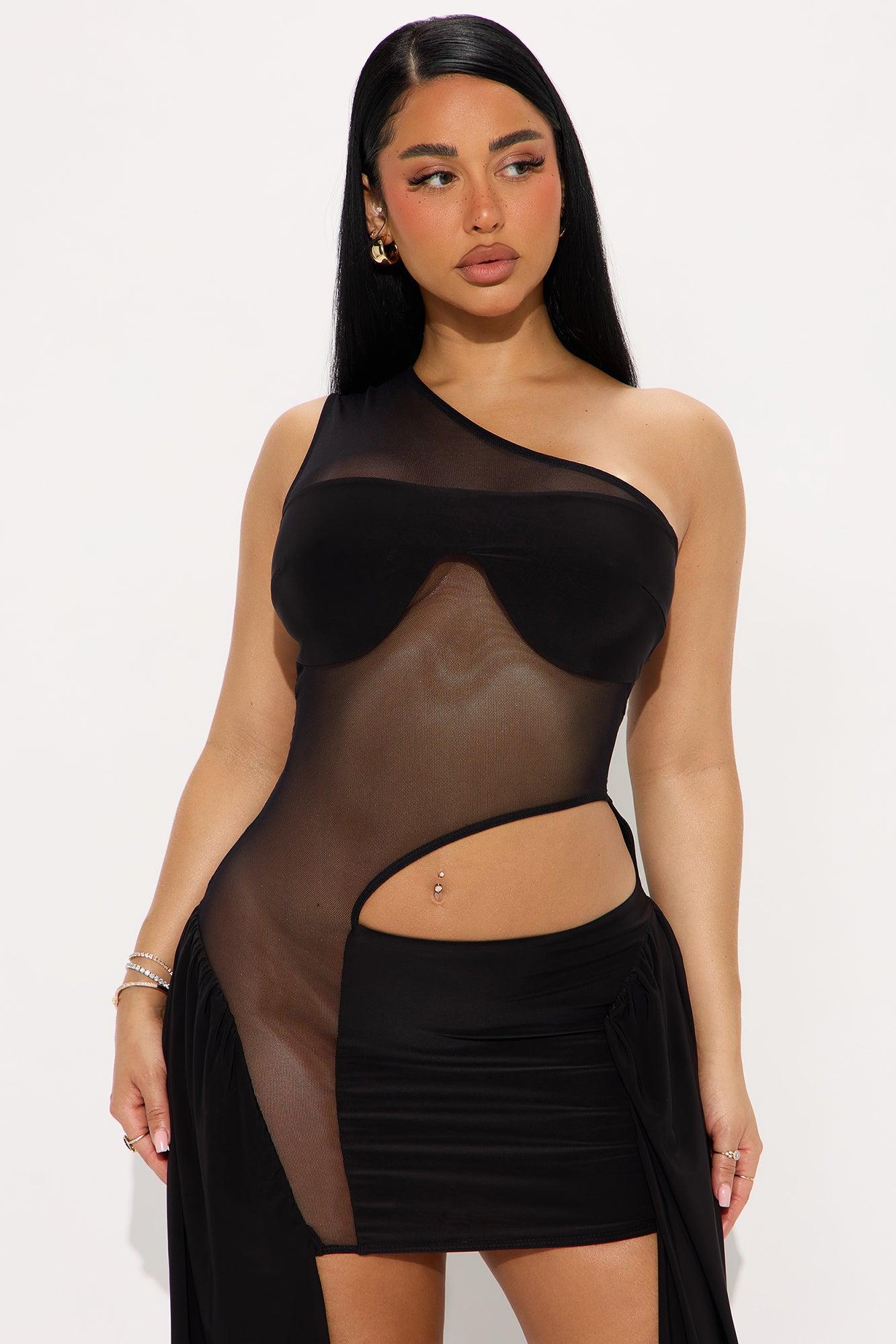 Veranda Sheer Mesh Mini Dress - Black Female Product Image
