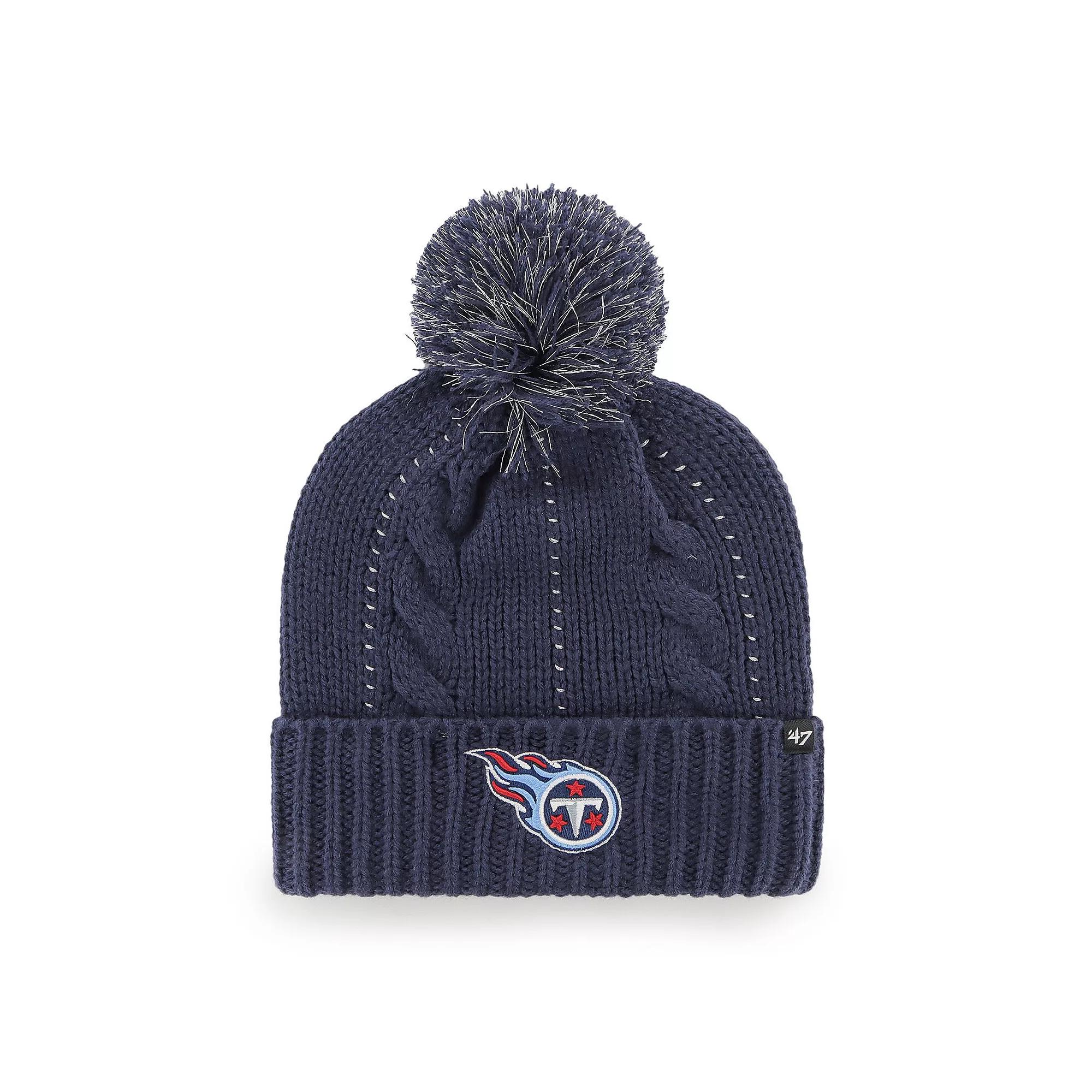 Women's '47 Navy Tennessee Titans Bauble Cuffed Knit Hat with Pom, Blue Product Image