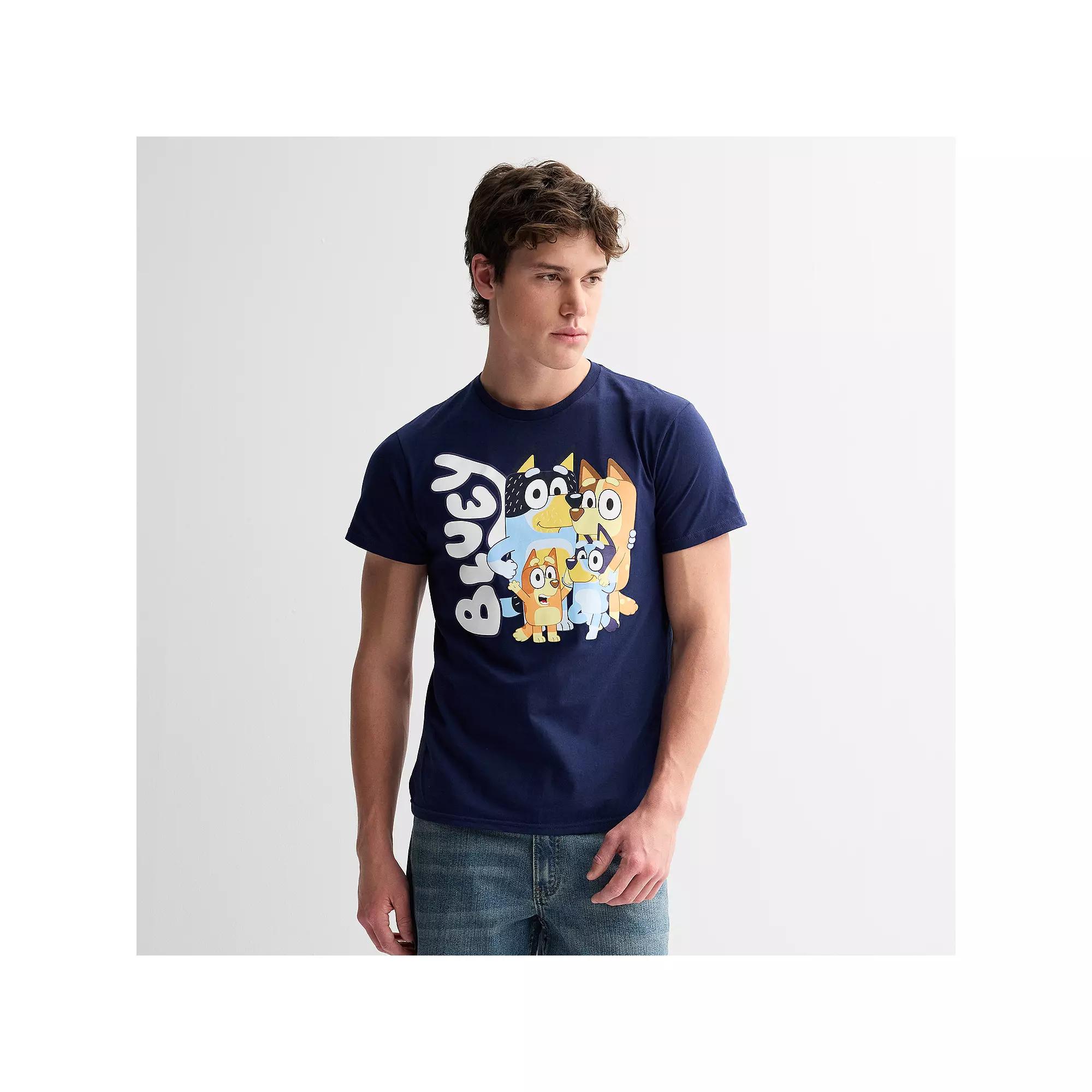 Men's Bluey & Friends Family Portrait Short Sleeve Graphic Tee, Size: Small Product Image