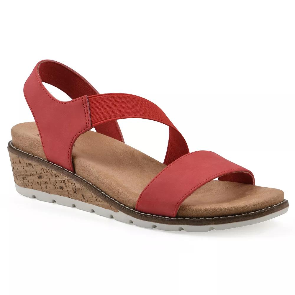 Cliffs by White Mountain Tinnley Women's Wedge Sandals, Size: 7.5, Red Nubuck Product Image