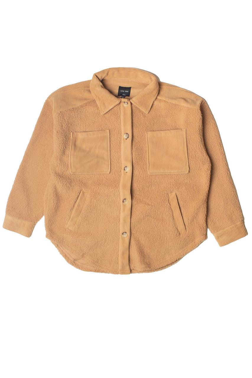 Camel Corduroy Trim Sherpa Jacket Product Image