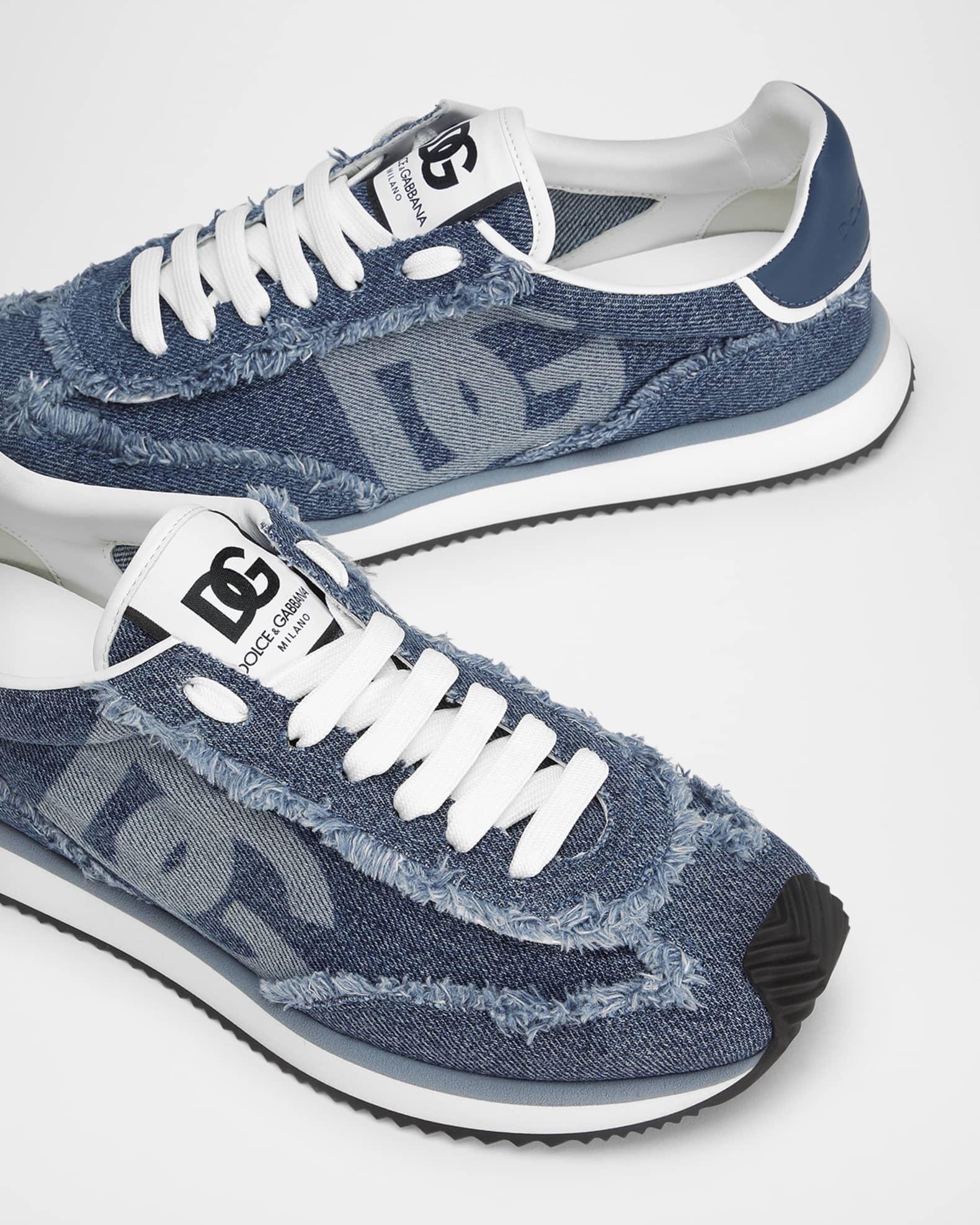 Men's Frayed Denim DG Low-Top Sneakers Product Image