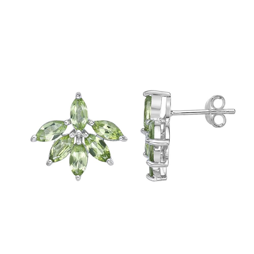 Gemminded Sterling Silver Peridot Flower Stud Earrings, Women's Product Image