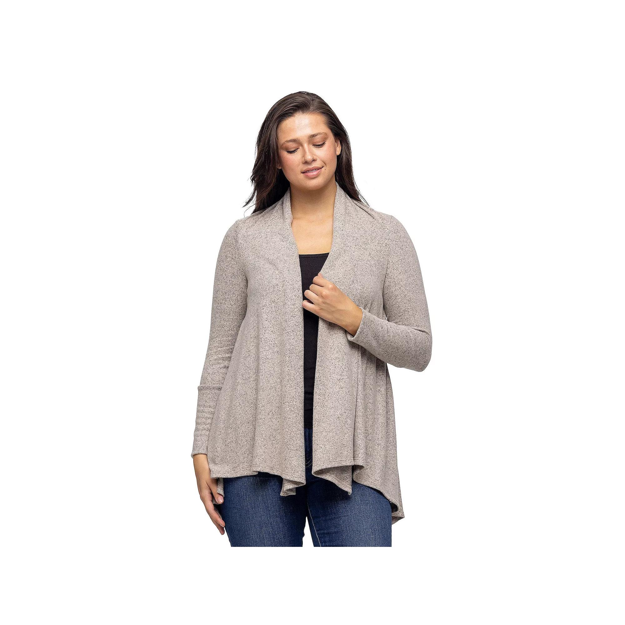 Women's 24Seven Comfort Apparel Open Front High Low Cozy Cardigan,  Product Image