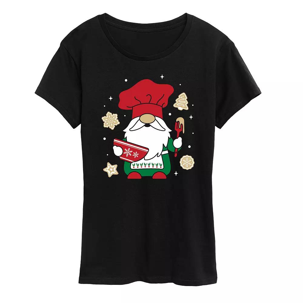 Women's Christmas Baking Gnome Graphic Tee, Girl's,  Product Image