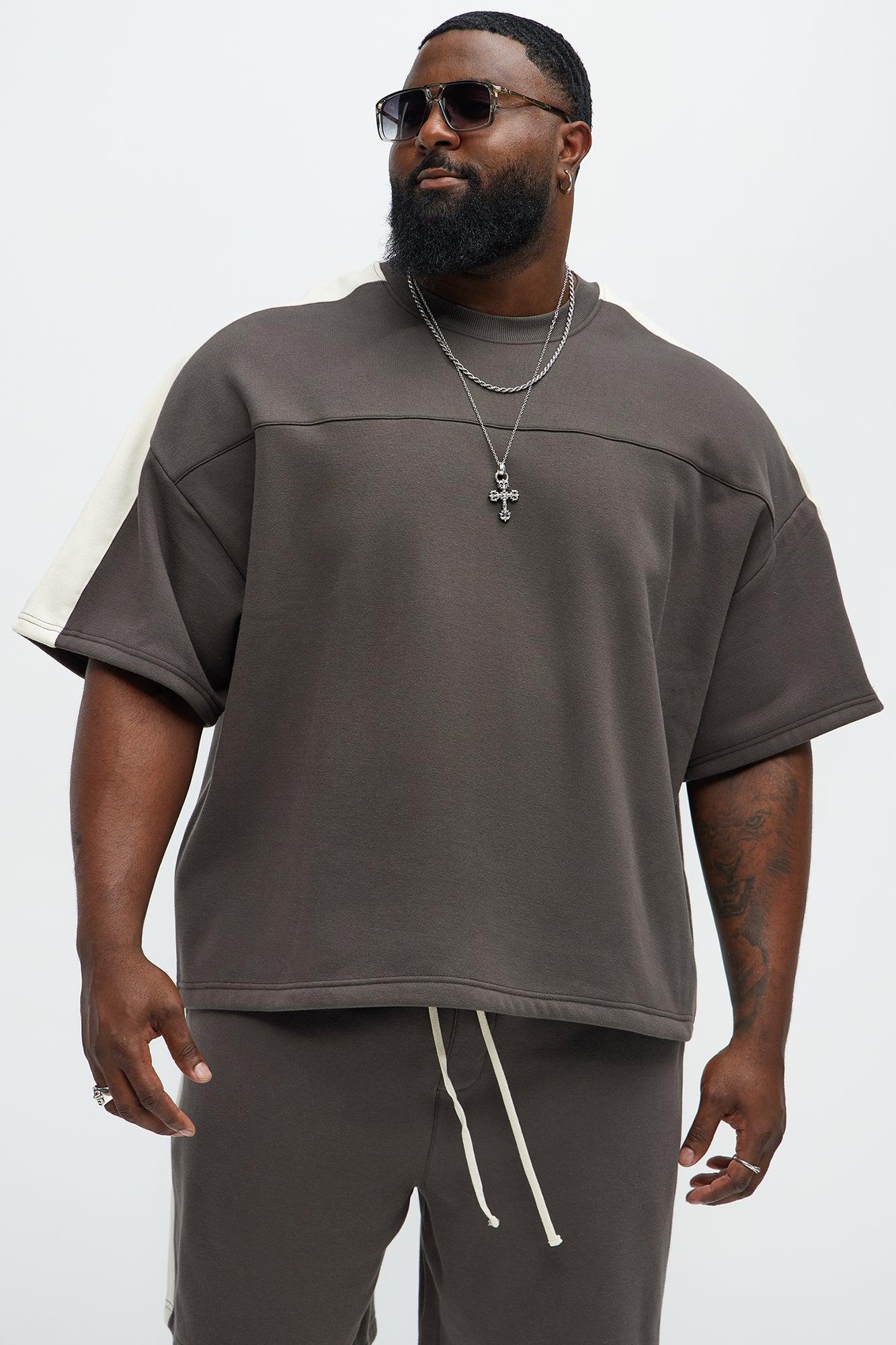 Tyson Oversized Heavyweight Striped Tee - Olive Product Image