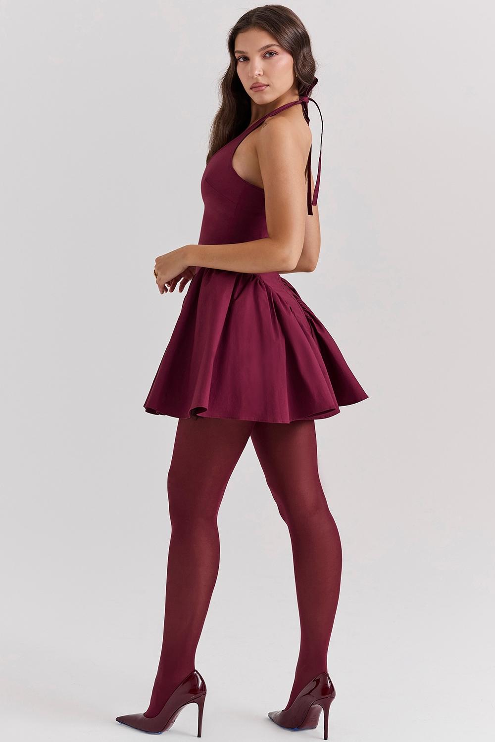 Valentia  wine halter mini dress Product Image