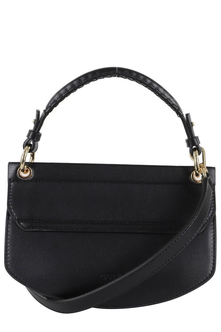 GANNI Womens Black Apo-g Mini Leather-blend Top-handle Bag Product Image