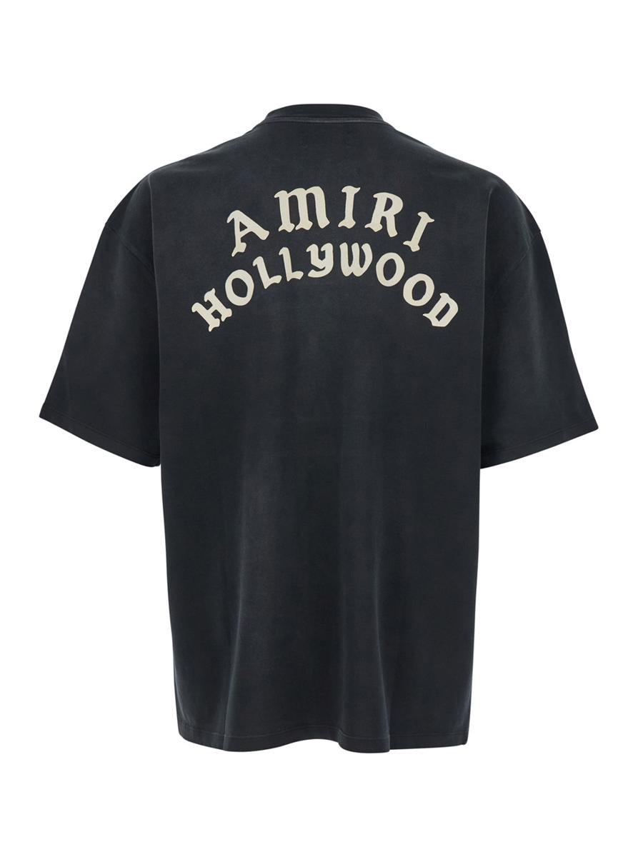 AMIRI Black Crewneck T-shirt With Logo Lettering On Front And Rear Product Image