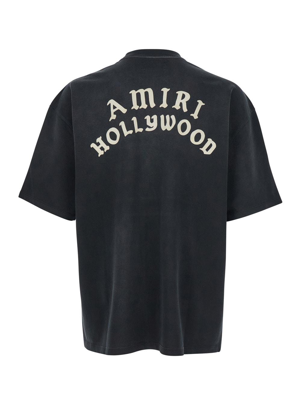 AMIRI Black Crewneck T-shirt With Logo Lettering On Front And Rear Product Image