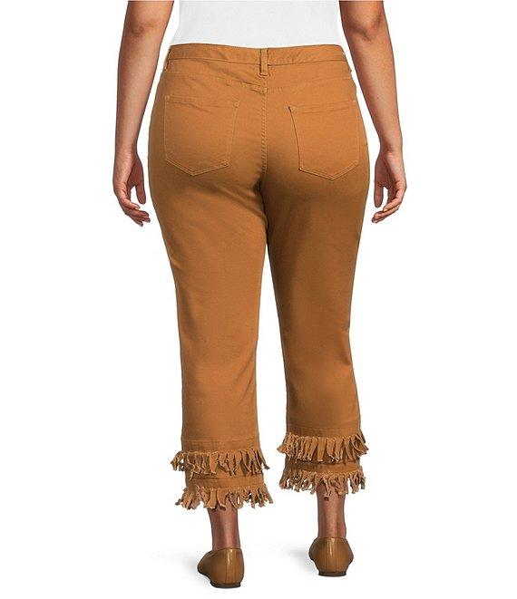 John Mark Plus Size Straight Leg 5-Pocket Fringe Hem Crop Jeans Product Image