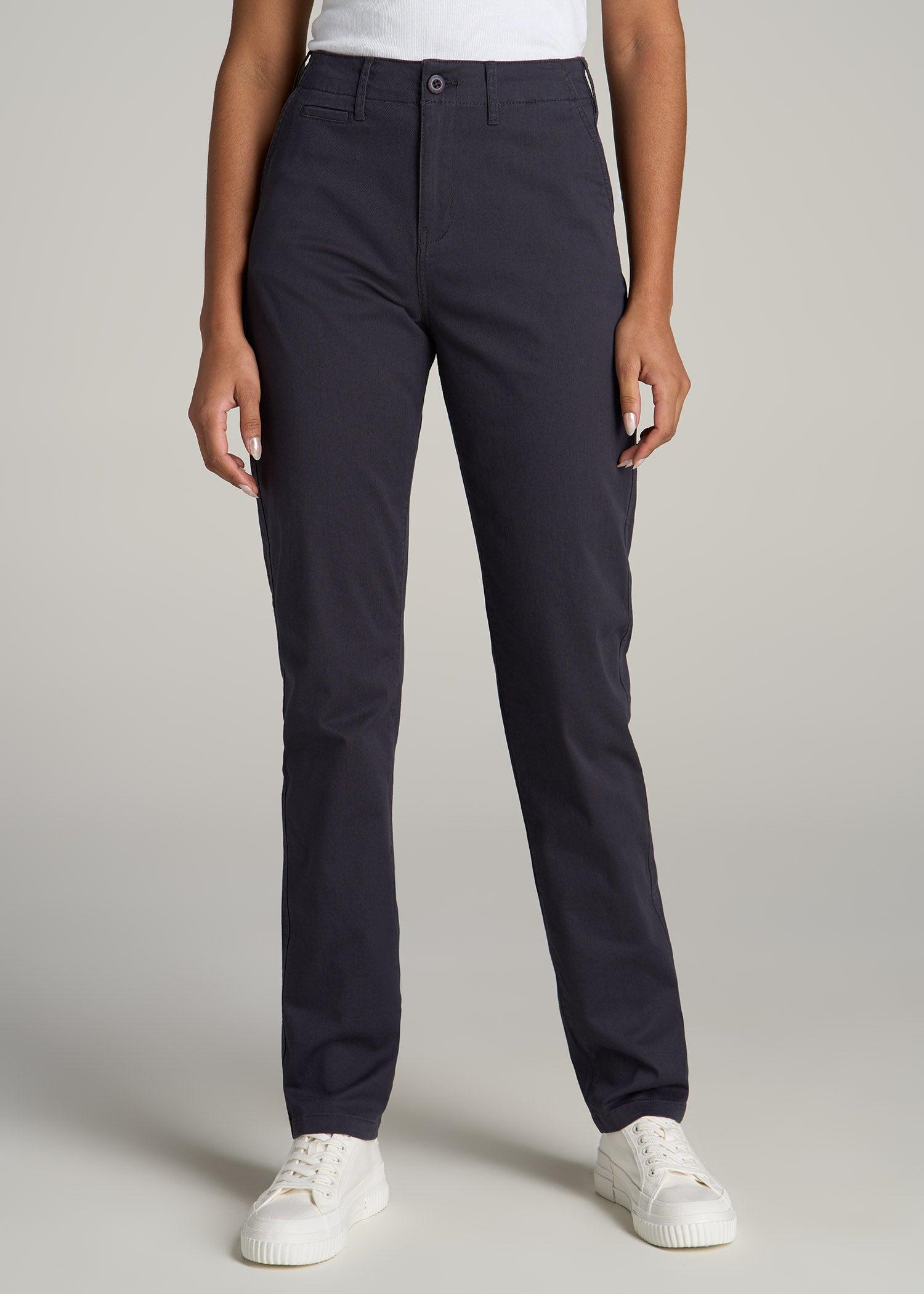 High Rise Tapered Chino Pants for Tall Women in Washed Black Female Product Image