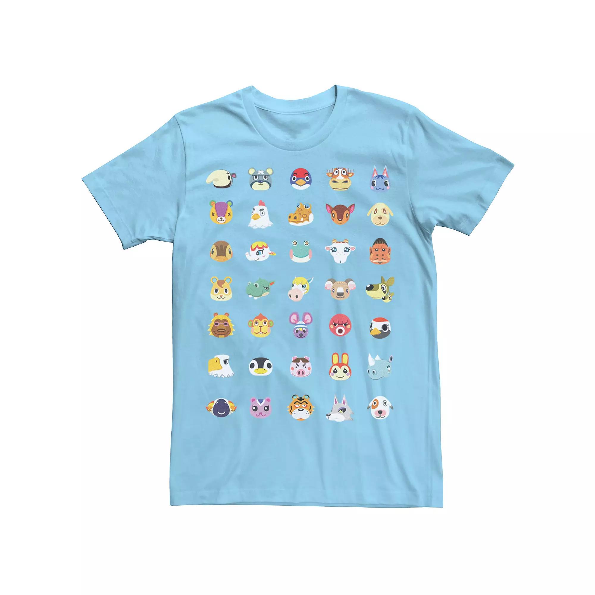 Men's Animal Crossing New Horizons Group Shot Character Faces Tee, Size: Small, Light Blue Product Image