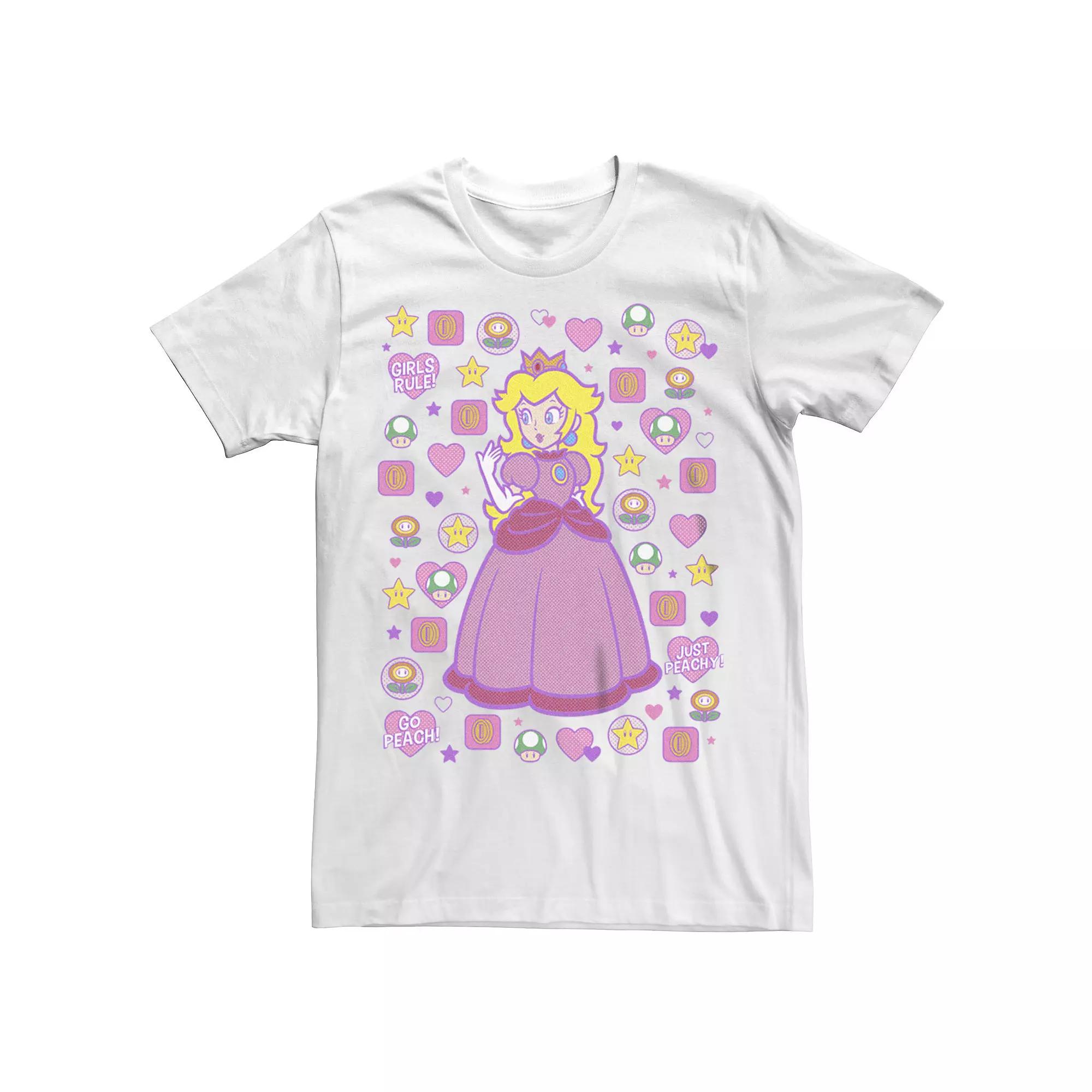 Juniors' Super Mario Bros Princess Peach Icons Boyfriend Graphic Tee, Women's,  Product Image