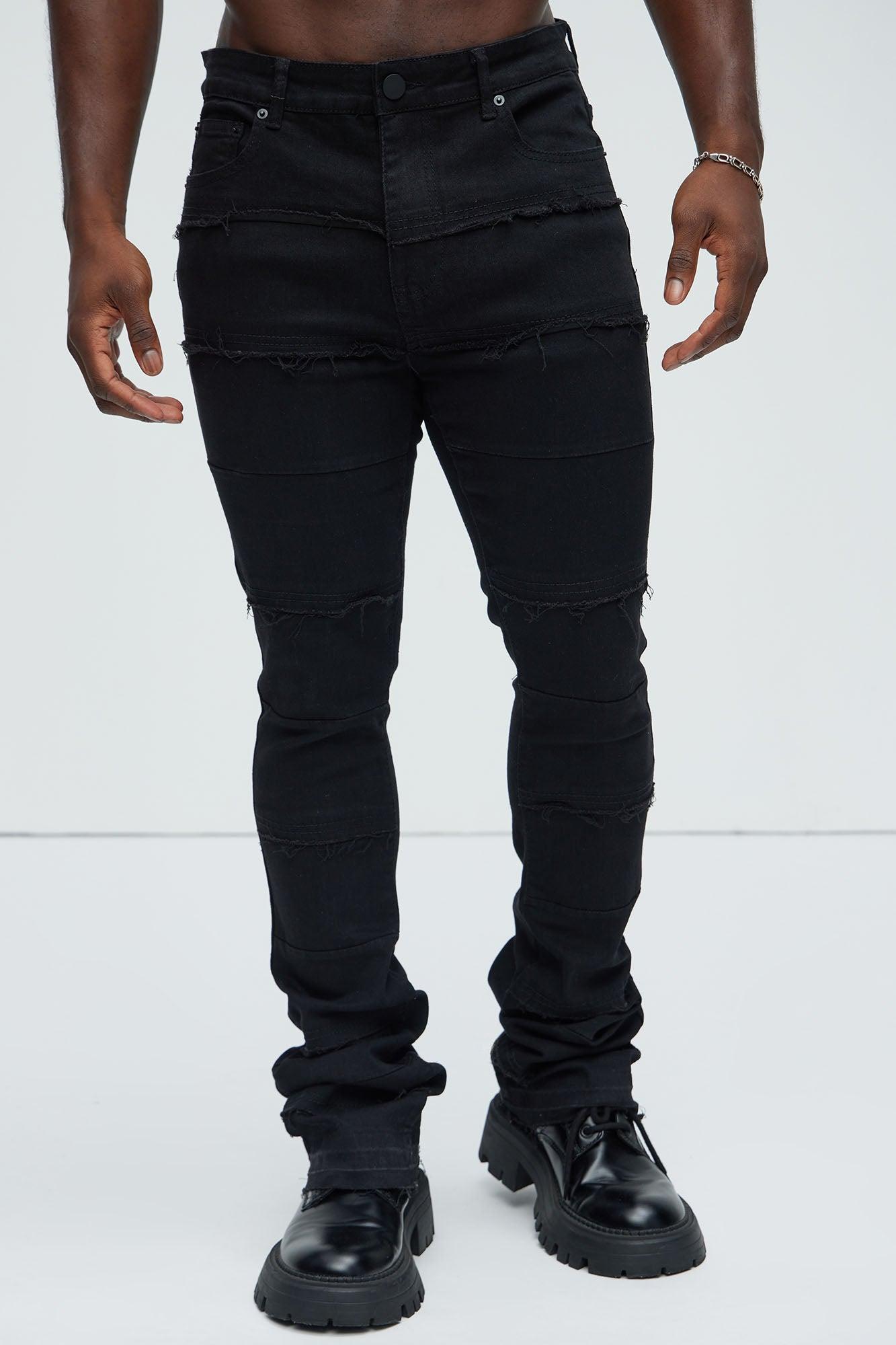 Go Out Frayed Stacked Skinny Flare Jeans - Black Product Image