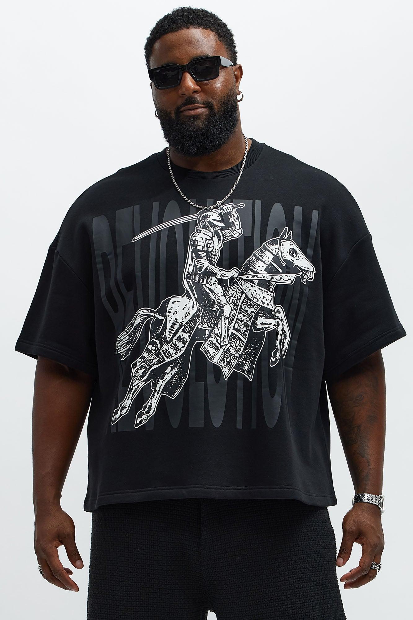 Tyson Oversized Crusader Printed Short Sleeve Tee - Black Male Product Image