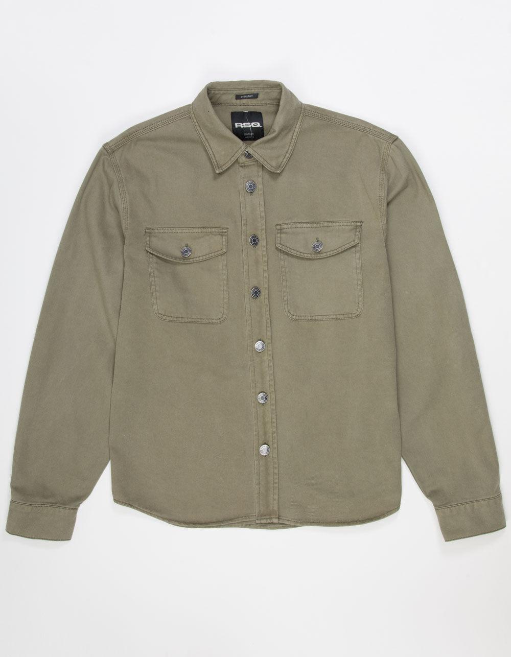 RSQ Mens Twill Overshirt - OLIVE Product Image