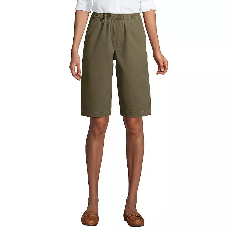 Petite Lands' End Midrise Pull-On Twill Bermuda Shorts, Women's,  Product Image