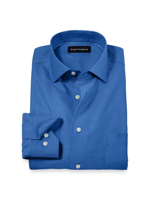 Comfort Stretch Non-Iron Herringbone Dress Shirt - Cobalt Product Image
