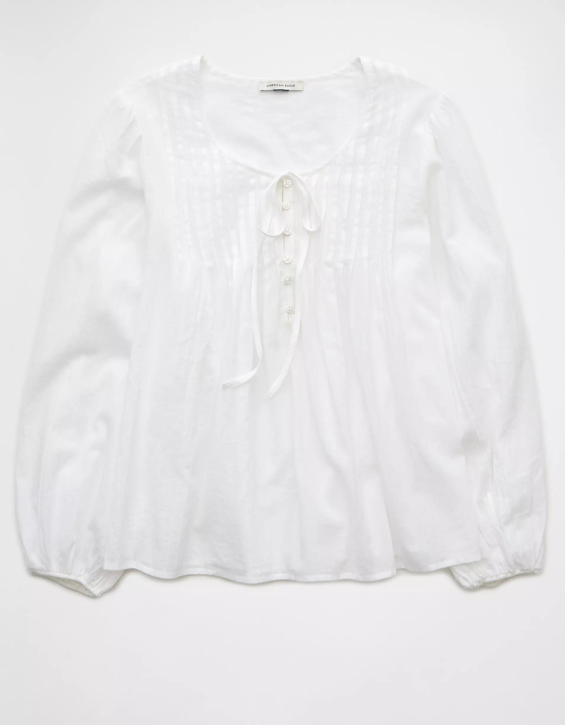 AE Long-Sleeve Breezy Boho Blouse Product Image