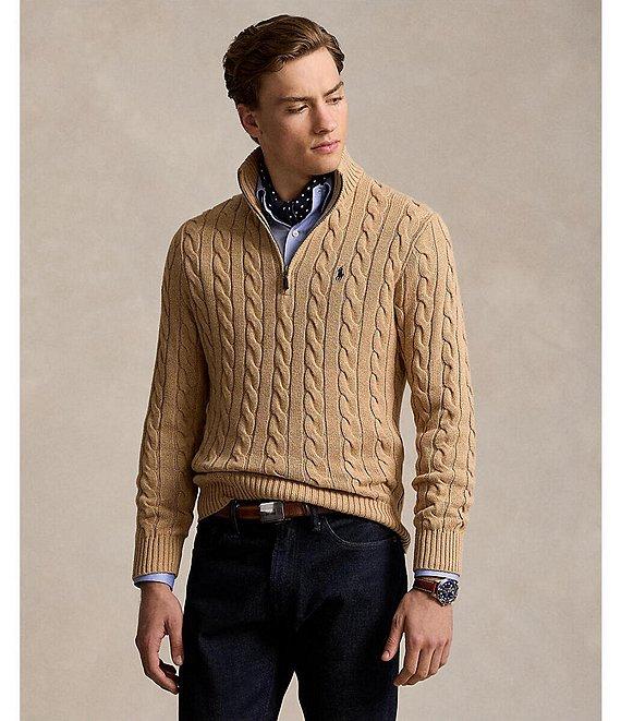 Polo Ralph Lauren Cable Knit Cotton Quarter-Zip Sweater Product Image