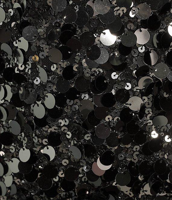 Honey and Rosie Spaghetti Strap Fitted Short Large Sequin Dress Product Image