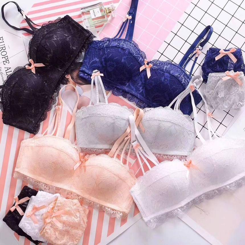 Bow Lace Wireless Bra / Panty / Set Product Image