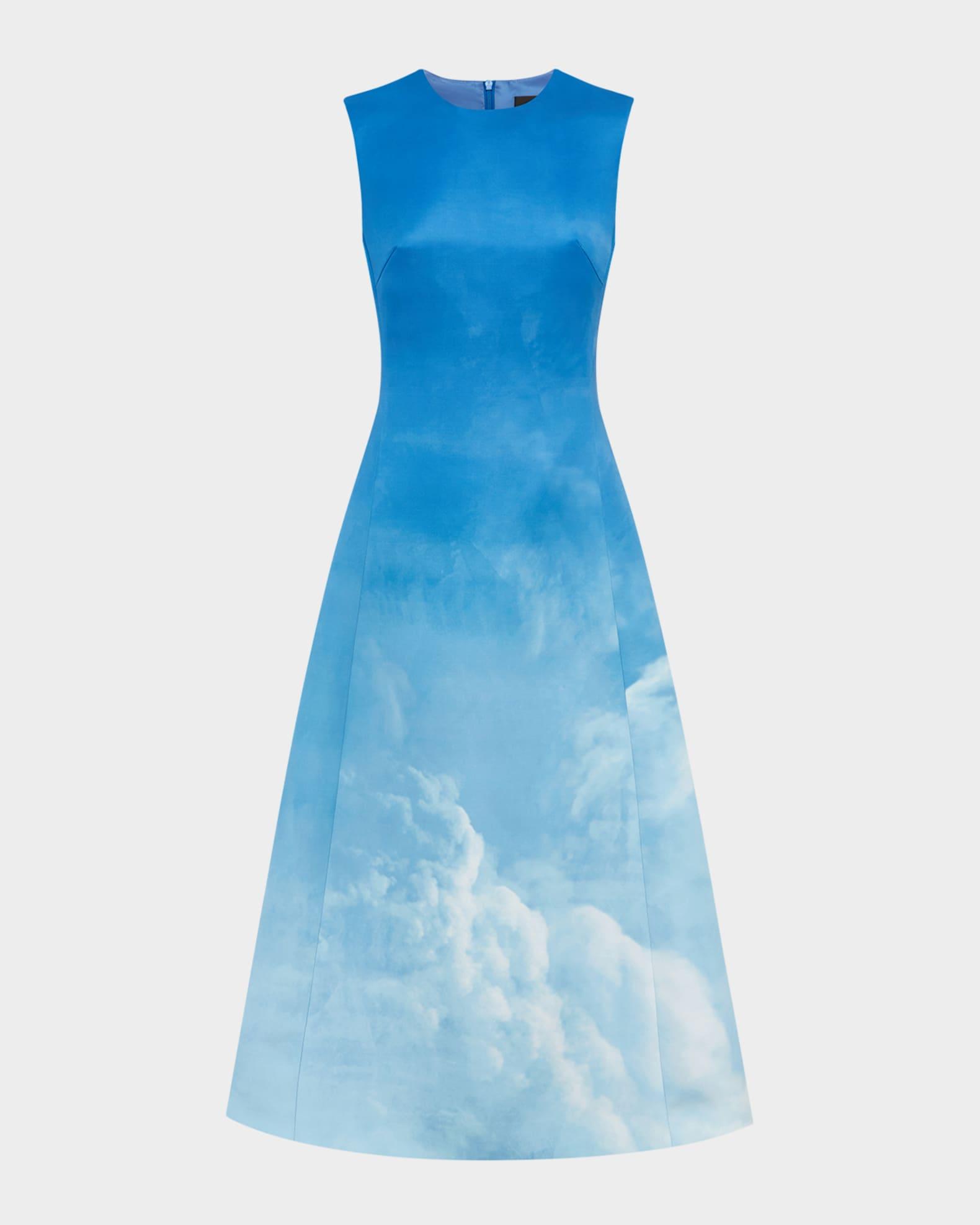 Cleo Sleeveless Cloud-Print Midi Dress Product Image