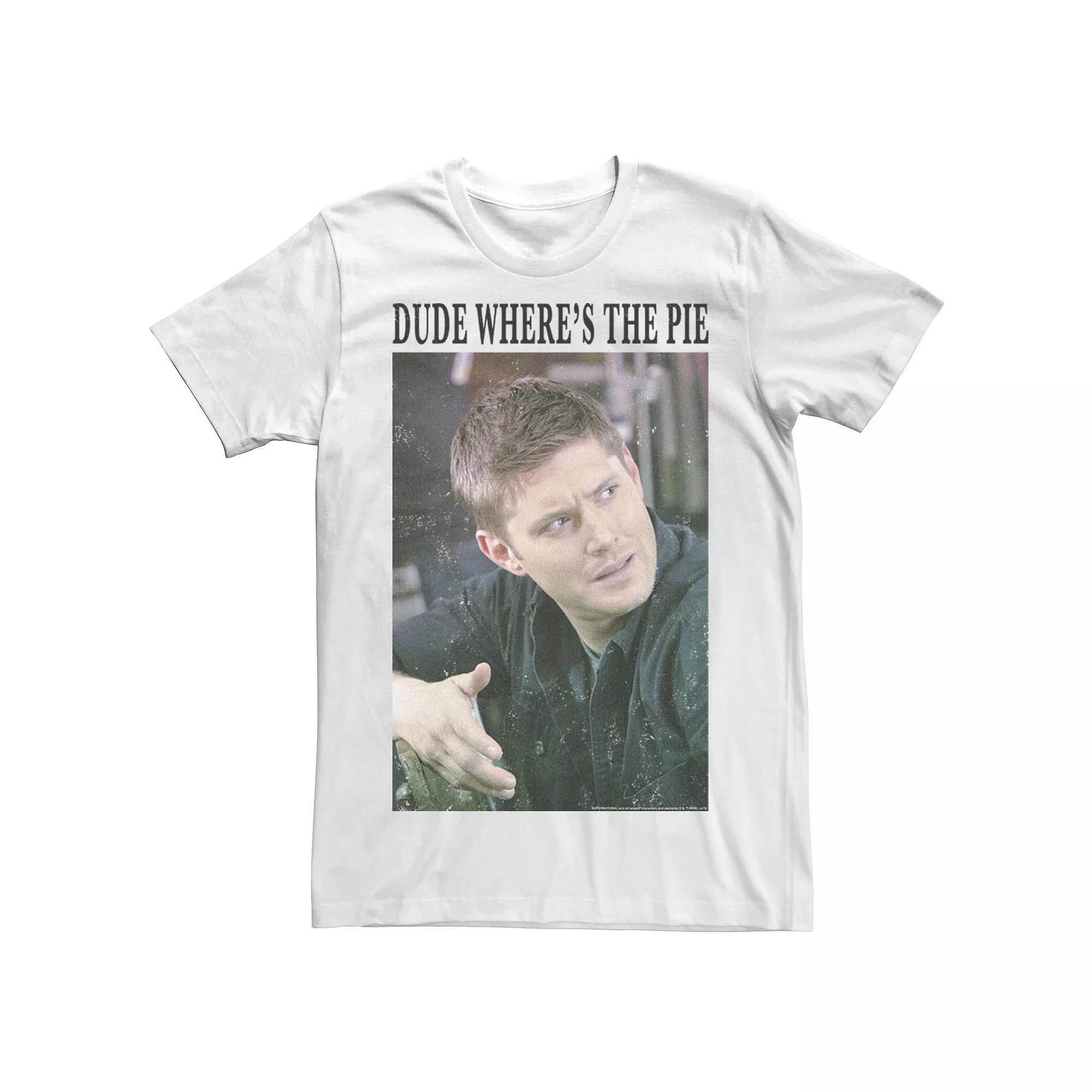 Men's Supernatural Dean Dude Where's The Pie Portrait Tee, Size: Large, White Product Image