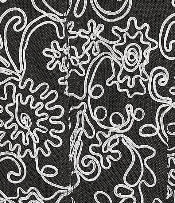 Alex Evenings Petite Size V-Neck Scalloped Lace Lined Embroidered Top Product Image