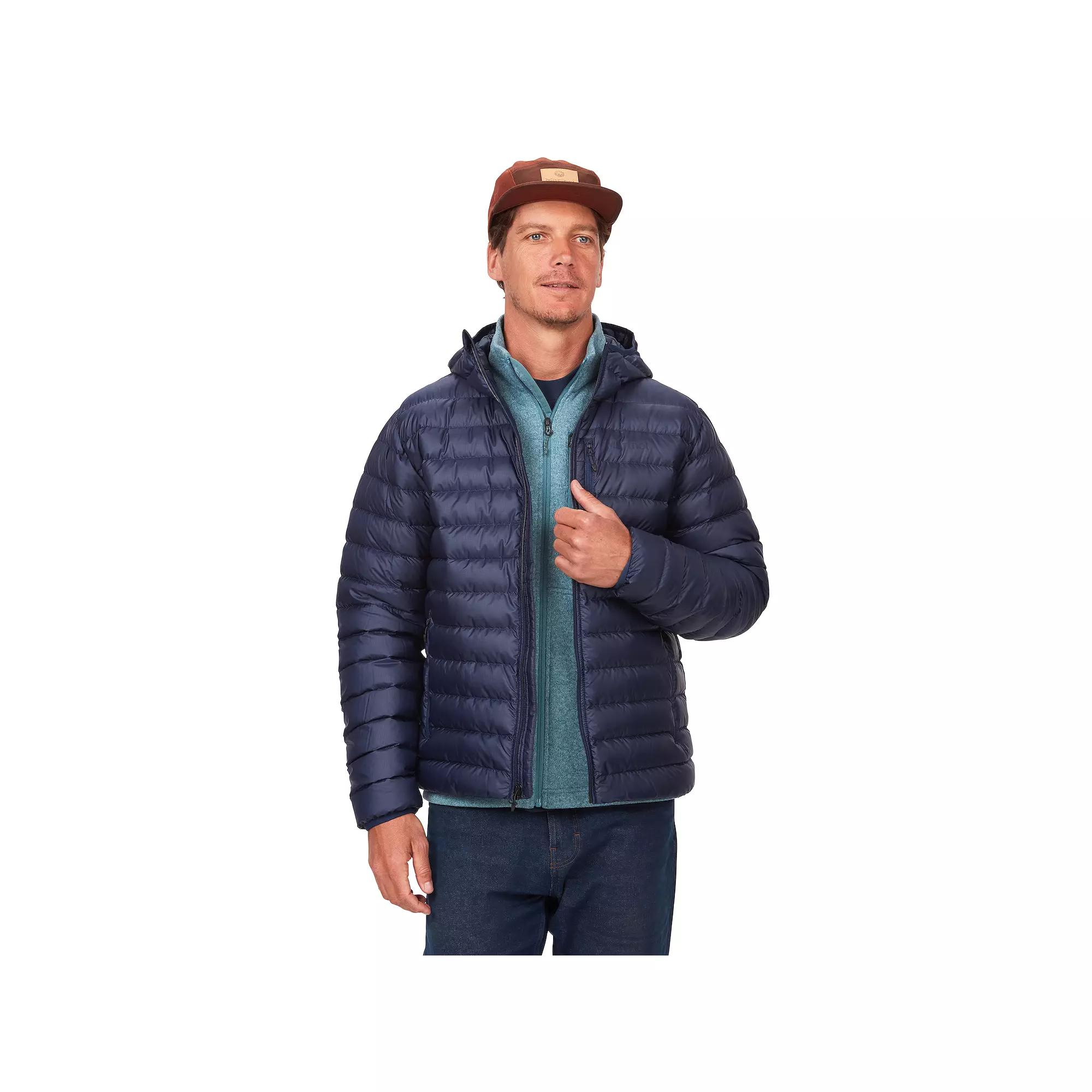 Men's Marmot Highlander Colorblock Hooded Down Puffer Jacket, Size: XL, Arctic Blue Product Image