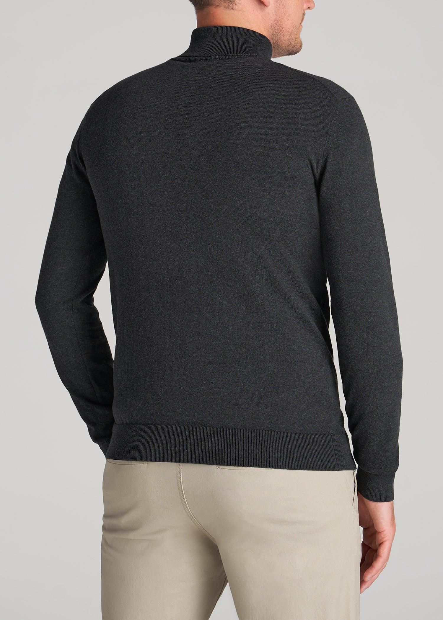 Turtleneck Sweater for Tall Men in Charcoal Mix Male Product Image