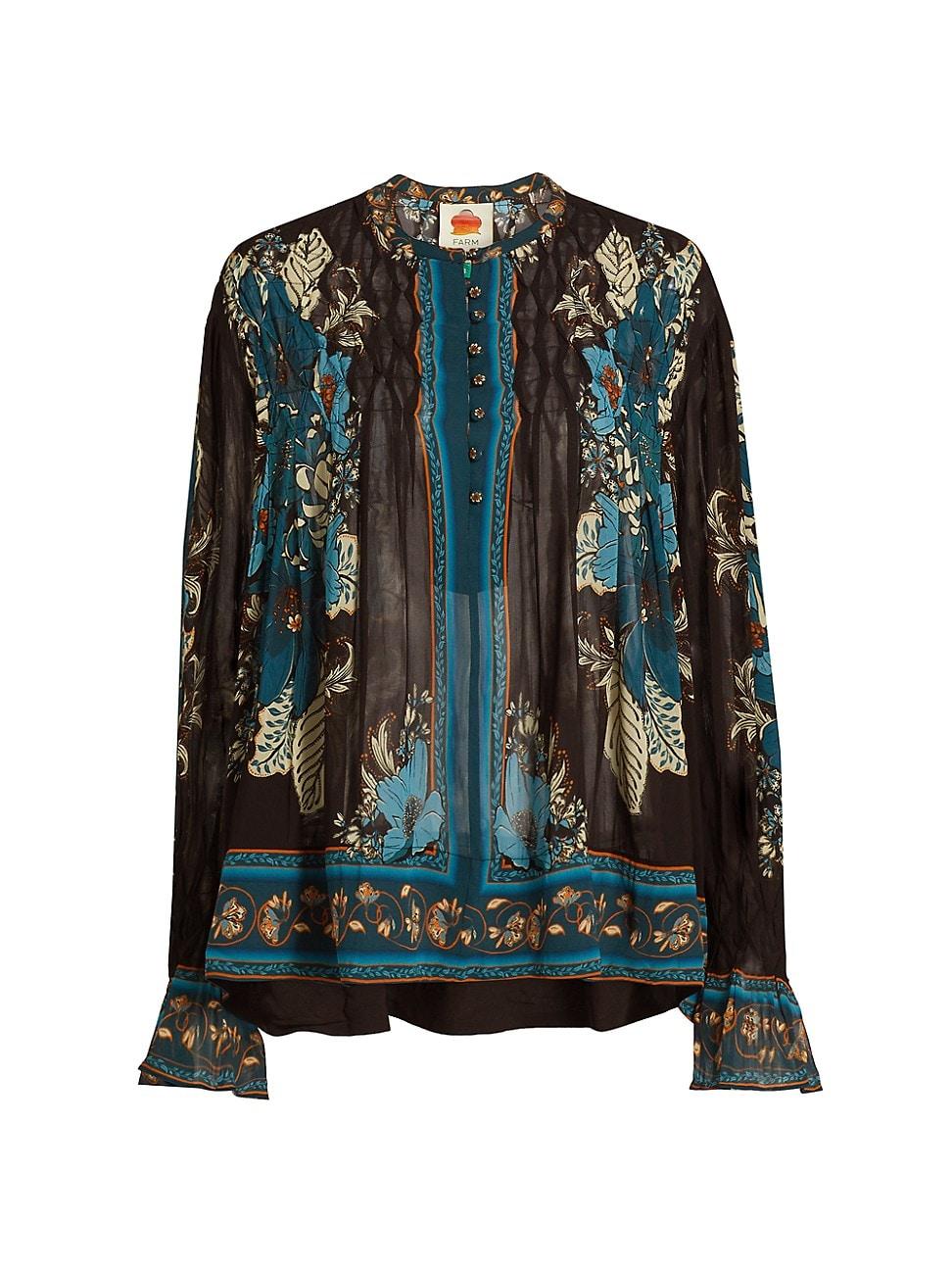 Womens Blossom Tapestry Smocked Blouse Product Image