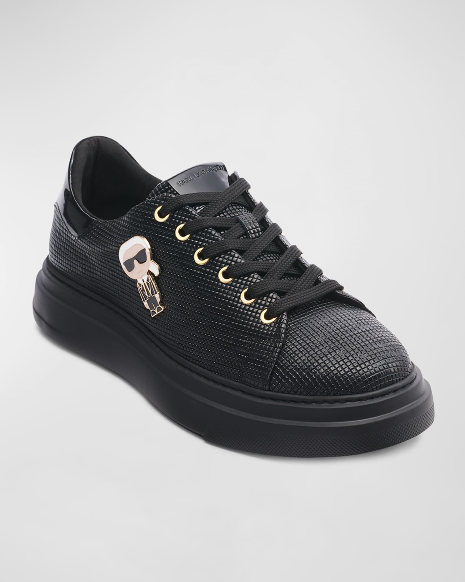Men's Low-Top Printed Leather Sneakers with Karl Pin Product Image